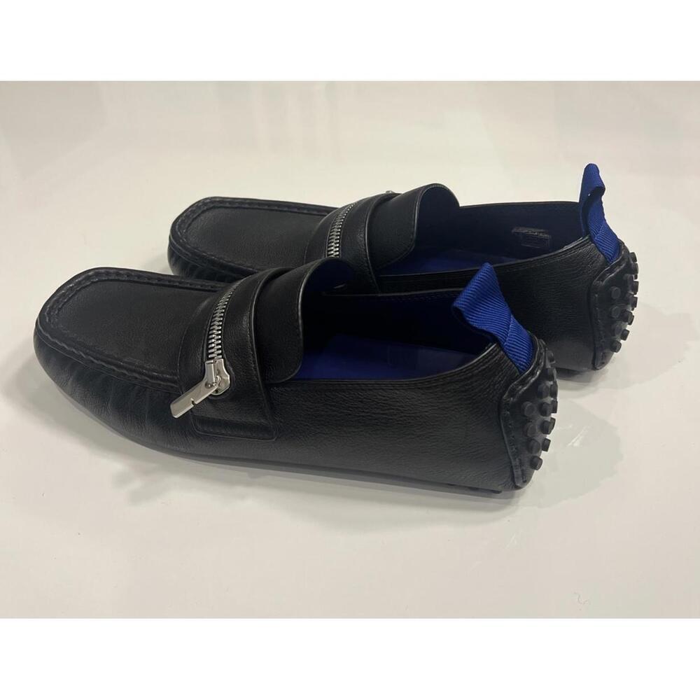 $890 Burberry Motor Low Leather Loafers Men's 44 Black B-Cut Zip Slip On - Picture 10 of 11